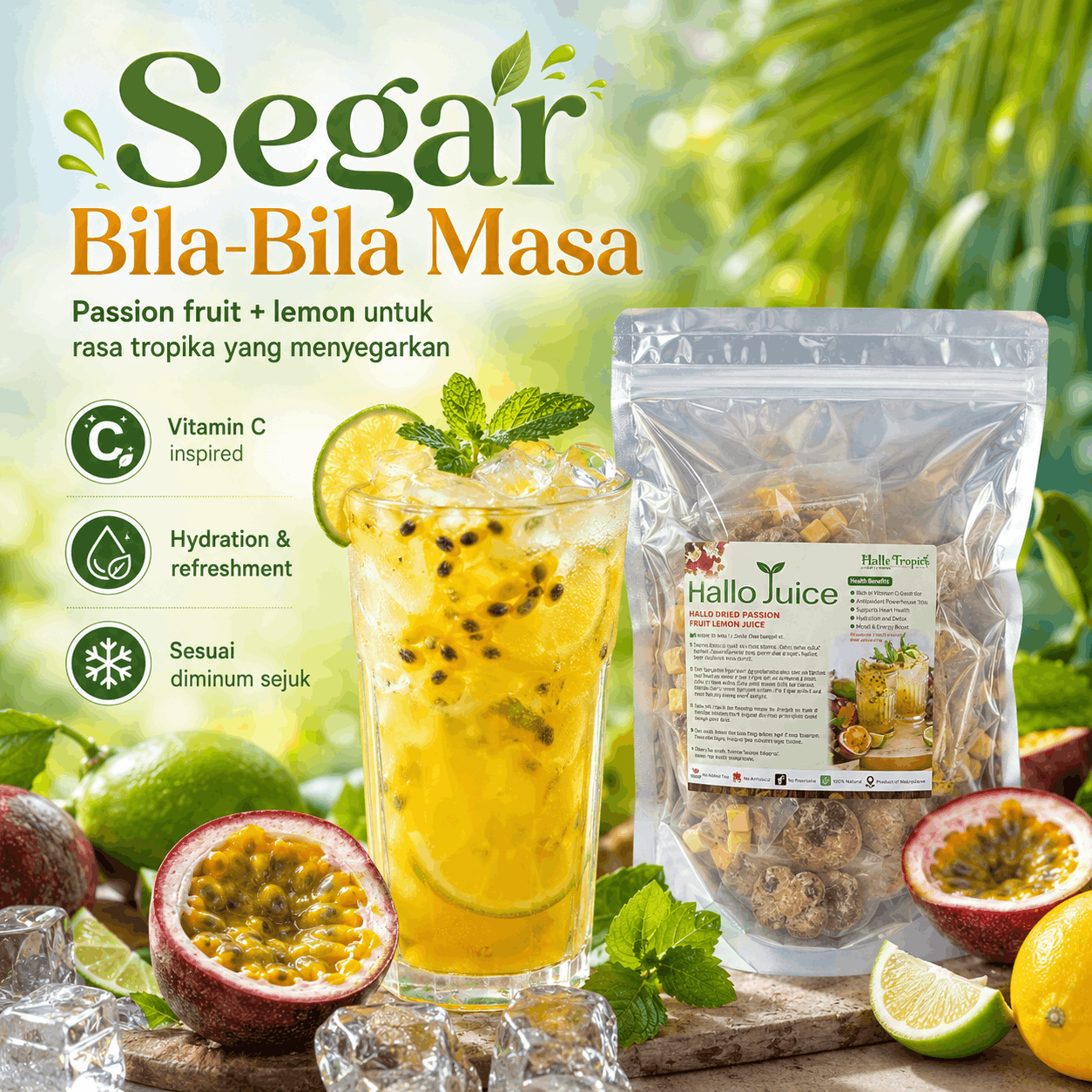 Hallo Dried Passion Fruit Lemon Juice angle 2